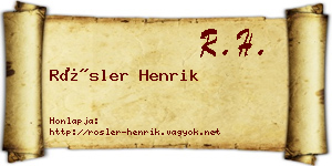 Rösler Henrik névjegykártya